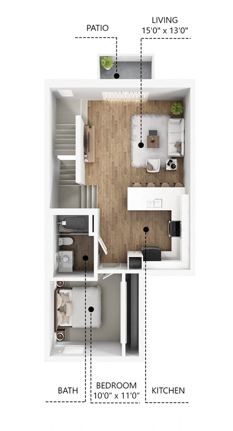 Floor plan for 3 beds, 2 baths, 1670 sqft